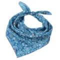 Blue floral cotton linen small square scarf, fresh artistic style breathable summer neckerchief. - 22 Blue Small Flowers