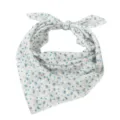 Cotton linen square scarf close-up, floral paisley print detail, soft and breathable summer accessory. - 20 White & Blue Paisley
