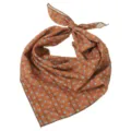 Cotton linen small square scarf with brown plaid and blue polka dots, retro and versatile accessory. - 17 Brown Polka Dots