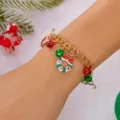 Bracciale natalizio dorato festivo con ciondoli colorati in smalto a forma di ghirlanda - Braccialetto (Stile 3)