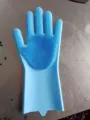 Siliconen afwashandschoenen met borstelharen voor keukenreiniging en efficiënt afwassen thuis. - Blauw