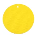 Alfombrilla aislante redonda de silicona amarilla nido de abeja resistente al calor - Amarillo