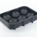 Black 6-cavity round silicone ice cube tray mold for whiskey cocktails, flexible tool. - Old Version 6-Sphere Ice Cube Tray