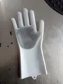 Witte siliconen schoonmaakhandschoenen keuken afwashandschoenen met zachte borstelharen en hanggat. - Grijs