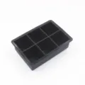 Black 6-compartment silicone ice cube tray set, flexible square ice mold for home bar kitchen. - 6-Cavity Square Ice Cube Tray