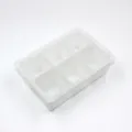 Detailansicht der weissen Silikon 6-Gitter quadratischen Eiswürfelform für den täglichen Gebrauch. - Ohne Deckel / Transparent