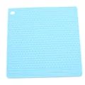 Salvamanteles cuadrado de silicona con textura de panal antideslizante y agujero. - Azul