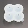 Silicone 4-cavity round ice ball mold maker for whiskey cocktails, flexible ice cube tray. - Transparent White