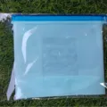 Reusable silicone food storage bag with measurement marks, 1500ml leakproof zip bag. - Blue