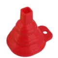 Red collapsible silicone funnel, flexible telescopic kitchen funnel for easy liquid transfer and storage. - Red