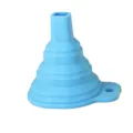Blue collapsible silicone funnel, telescopic candy color small funnel for kitchen use. - Blue