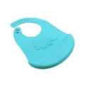Waterproof silicone baby bib with crumb catcher pocket and cute dinosaur design for toddlers. - Animal Style / Malachite green