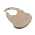 Silicone baby bib waterproof infant feeding bib soft toddler food catcher pocket khaki - Solid Color / Dark Brown