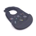 Waterproof silicone baby bibs with large pocket, soft waterproof toddler feeding bibs for kids. - Rocket / Black