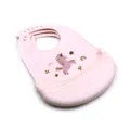 Waterproof silicone baby bib with 3d food catcher and cute unicorn print for toddlers. - Pony Style / Pink