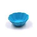Blue silicone muffin cup flower cake mold, detailed view for baking and kitchen use. - Blue