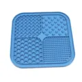 Detail view of blue silicone pet lick mat with four unique slow feeding textures. - Lick Mat - Stars Style / Beige