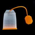 Silikon Teebeutel Teefuehrer kreativer Teefilter Sieb mit orangefarbener Kordel Variante. - Orange