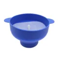 Close-up detail of the collapsible blue silicone popcorn bowl showing handles and texture. - With Handle / Dark Blue