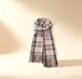 Écharpe d'hiver à carreaux effet cachemire doux avec franges pour femmes et étudiants. - Kaki