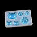 Silicone mold detail showing cute cat head and paw resin charms for DIY craft making. - Cat Paw and Heart Style
