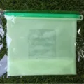 Bolsa de almacenamiento de silicona verde con cremallera y escala de medida para alimentos - 1000ml / Verde