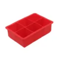 Rotes 6-Gitter Silikon Eiswürfelbereiter flexible quadratische Form für die Küche. - Ohne Deckel / Rot