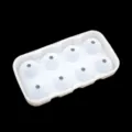 Silicone 8-cavity round ice ball mold tray for making perfect spherical ice cubes easily. - Old Style 8-Cavity Ball Ice Mold / Natural