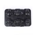 Molde de silicona para hielo con forma de calavera, bandeja flexible negra de 6 cavidades para fiestas. - 6 Cavidades Calavera
