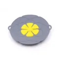couvercle anti debordement en silicone 26cm pour casserole cuisine motif fleur gris - Gris