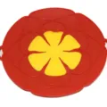26cm Silikon Ueberlaufschutz Deckel, rot gelbe Blumen Topfabdeckung fuer Kueche Kochsicherheit. - 26 cm Überlaufschutz-Deckel / Rot
