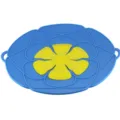 Couvercle anti debordement en silicone bleu pour casserole, accessoire cuisine resistant. - 26cm / Pièces florales bleues et jaunes