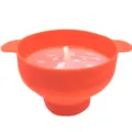 Bol de palomitas de silicona plegable con asas para microondas, naranja grande. - Con asa / Rojo Anaranjado