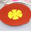 Couvercle anti debordement en silicone fleur rouge protection casserole cuisine - 28cm / Rouge