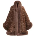 Eleganter brauner Pailletten-Kurzmantel mit verdicktem Plüschkragen für Wintermode-Stile - 172cm / Khaki