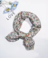 Floral print cotton linen small square scarf stylish breathable neckerchief vintage hair band - 5 Floral Cluster