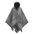 Grijze geruite acryl poncho sjaal voor dames met capuchon en een elegant split ontwerp - 130*150cm / Grijs