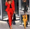 Completo da donna elegante in tinta unita con giacca blazer e pantaloni da ufficio - Vendita diretta bestseller, grande disponibilità