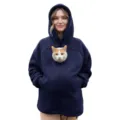 Cozy fleece pet hoodie for women featuring a large front kangaroo pouch in navy blue color - 4XL / Navy Blue