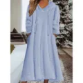 Comfortable cozy fuzzy hooded long sleeve dress for women winter warm casual loungewear - S / Dresses / Light Blue