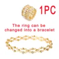 Anello telescopico 2-in-1 dorato creativo che si trasforma in un bracciale con cristalli - Oro Strass AB