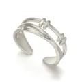 Silberfarbener mehrlagiger Edelstahlring, verstellbares Design mit feinen Knotendetails - 钢色款式三(RI25Y0030)
