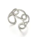 Silberfarbener offener Gliederkettenring aus Edelstahl mit poliertem Finish - 钢色款式四镂空连环(RI25Y0031)
