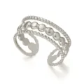 Minimalistischer silberner Edelstahl-Ring mit Perlen-Design, verstellbar für Damen - 钢色款式九多层圆珠(RI25Y0036)