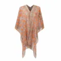 Elegant orange paisley print chiffon beach cover-up kaftan for women - 96*150cm / Orange