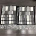 Elegante zwart-grijze geruite wollen sjaal poncho met franjes voor dames winter - Grijs