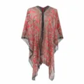 Elegant red paisley print chiffon bikini cover-up for beach and sun protection wear. - 96*150cm / Red