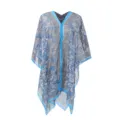 Elegant blue paisley print chiffon beach bikini cover-up with lightweight sheer fabric wrap - 96*150cm / Blue