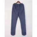 Pantalón de pijama de felpa grueso con pies para adultos ropa de dormir cálida y cómoda - 3XL / Azul