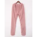 Pantalon de pijama rosa con pies, comoda ropa de casa de forro polar calentita para el invierno. - 3XL / Rosa